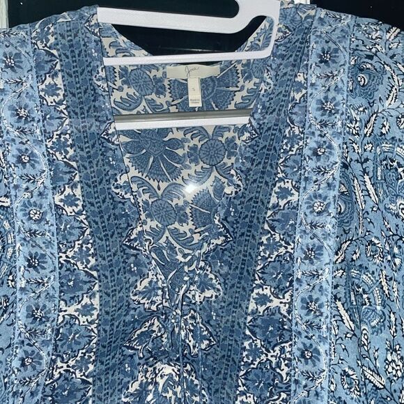 Joie flowy blue floral paisley sheer bohemian boho top blouse size small - Picture 3 of 7